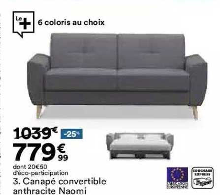 canapé convertible anthracite naomi