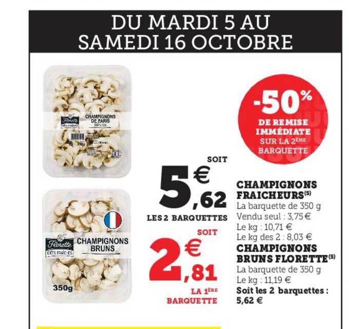 champignons fraîcheurs, champignons bruns florette