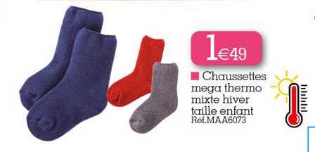 chaussettes mega thermo mixte hiver taille enfant