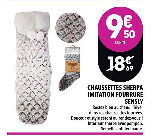 Chaussettes Sherpa Imitation Fourrure Sensly