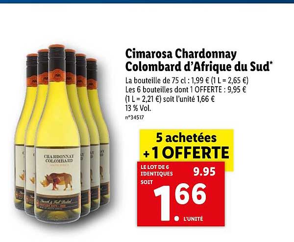 cimarosa chardonnay colombard d'afrique du sud