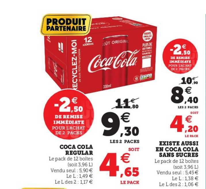 coca-cola regular, coca cola sans sucres