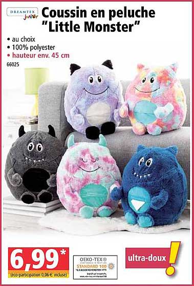 coussin en peluche "little monster"