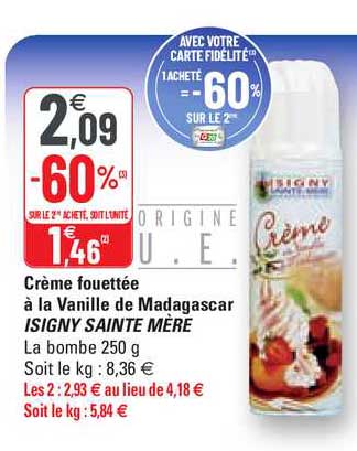 crème fouettée à la vanille de madagascar isigny sainte mère