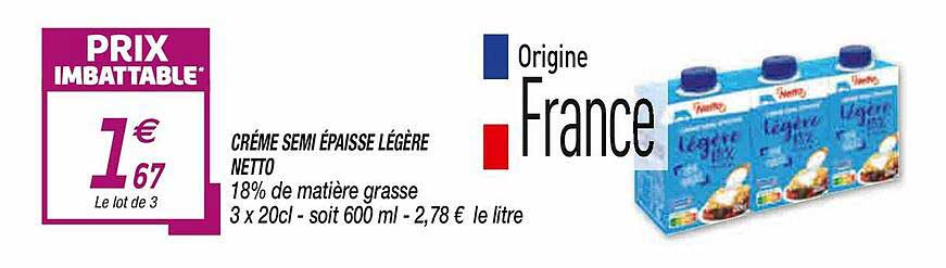 crème semi épaisse légère netto
