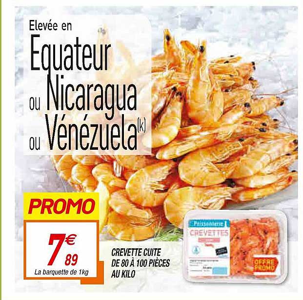 Crevette Cuites De 80 à 100 Pièces Au Kilo