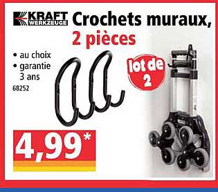 crochets muraux, 2 pièces kraft werkzeuge