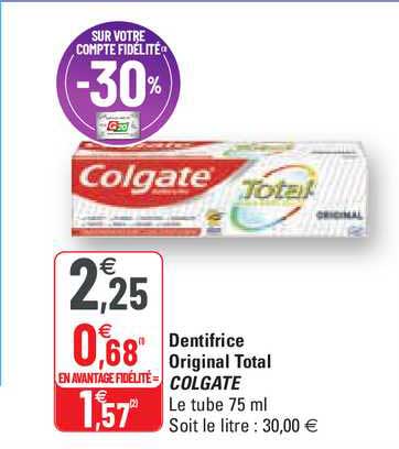 Dentifrice Origina Total Colgate