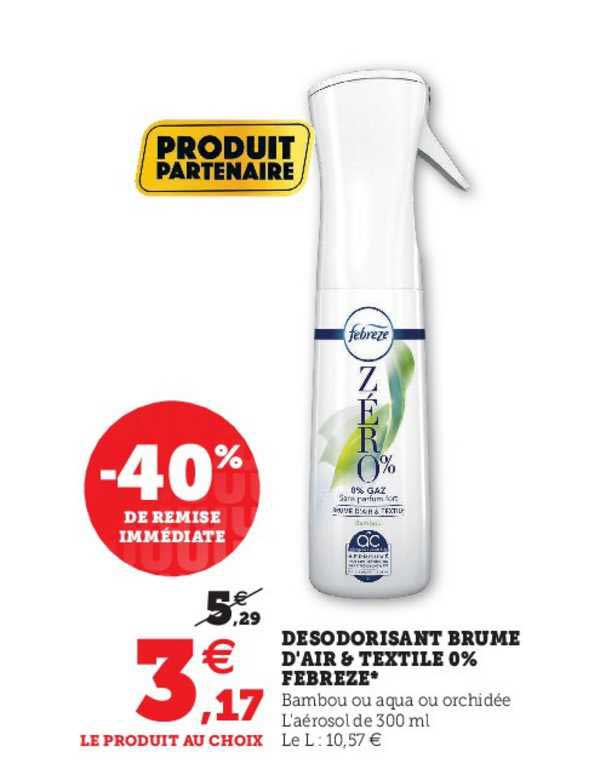 désodorisant brume d'air & textile 0% febreze