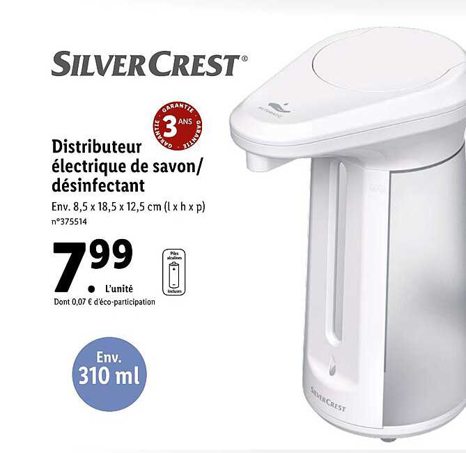 Distributeur électrique De Savon-désinfectant Silver Crest
