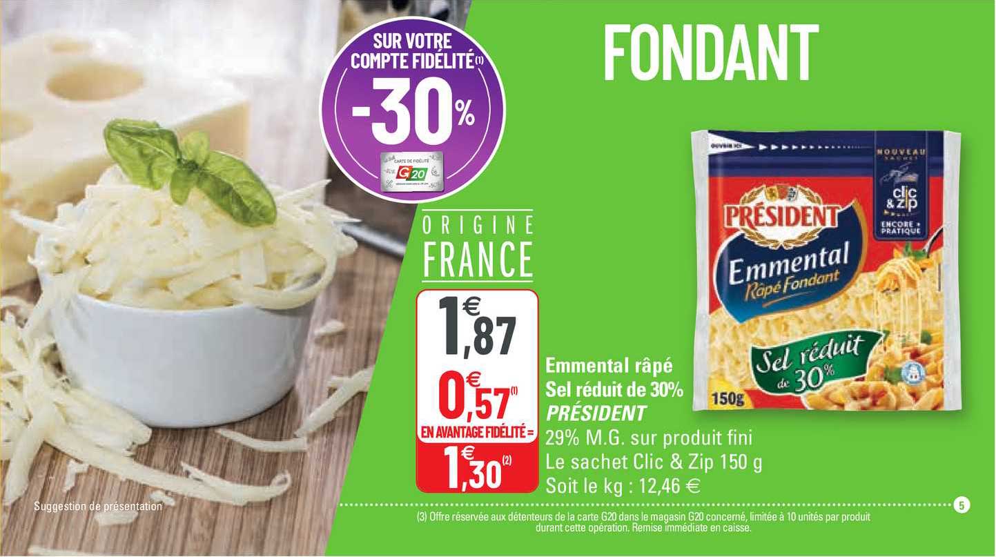 emmental râpé sel réduit de 30% président