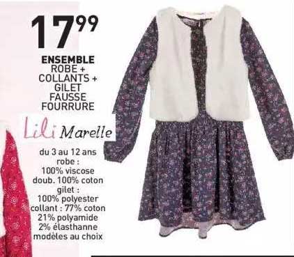 ensemble robe + collants + gilet fausse fourrure lili marelle