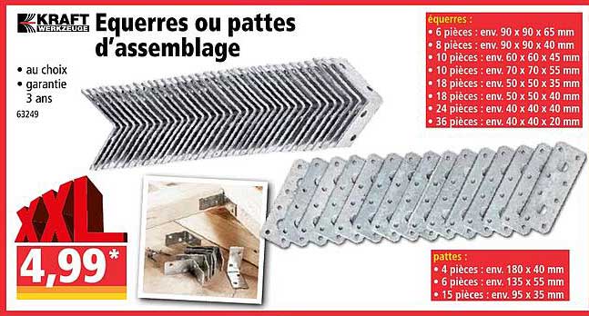 équerres ou pattes d'assemblage kraft werkzeuge