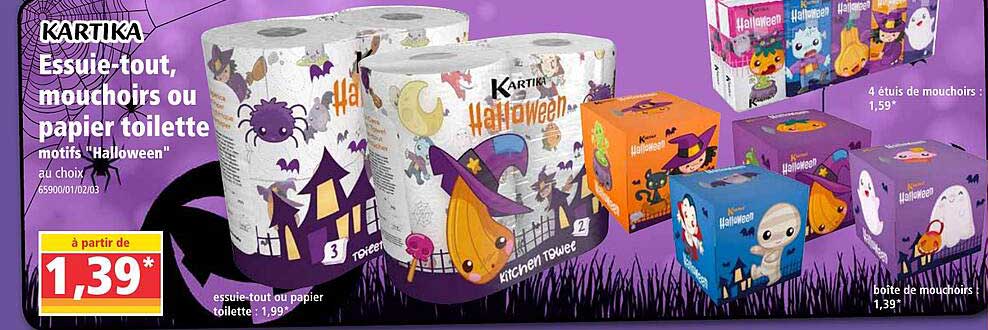 essuie-tout, mouchoirs ou papier toilette motifs "halloween"