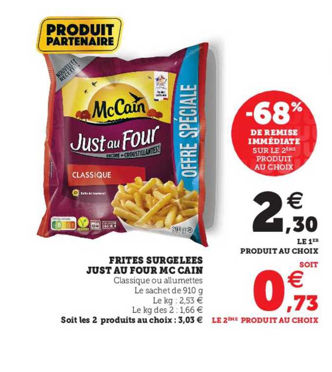 frites surgelées just au four mc cain