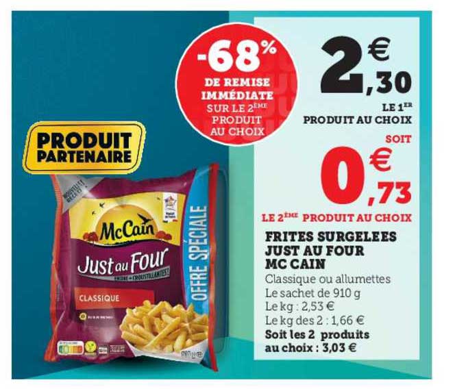 frites surgelées just au four mc cain