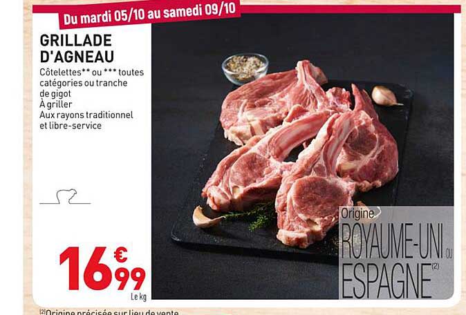 grillade d'agneau