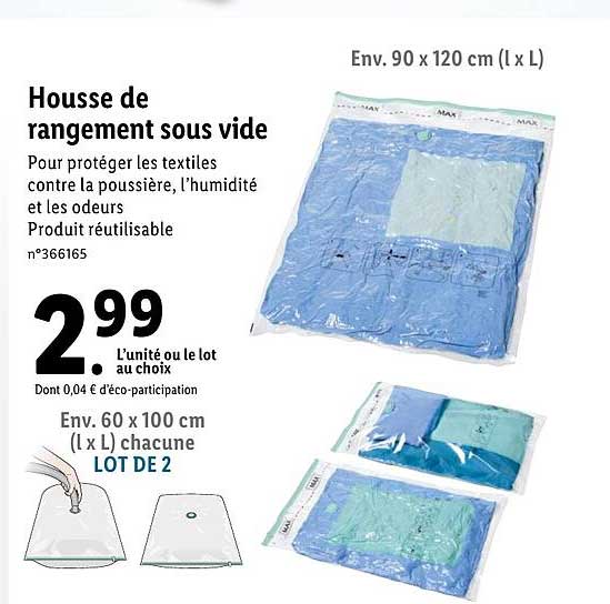housse de rangement sous vide