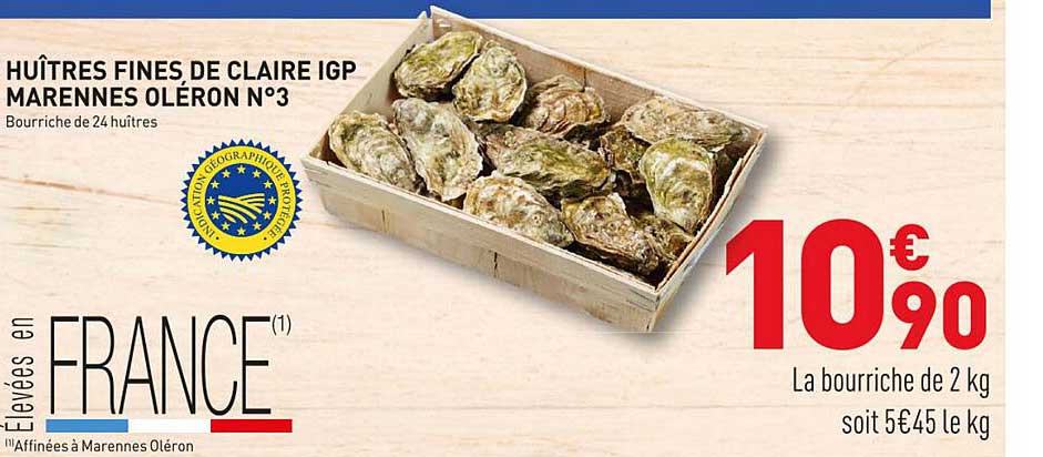 huîtres fines de claire igp marennes oléron n°3