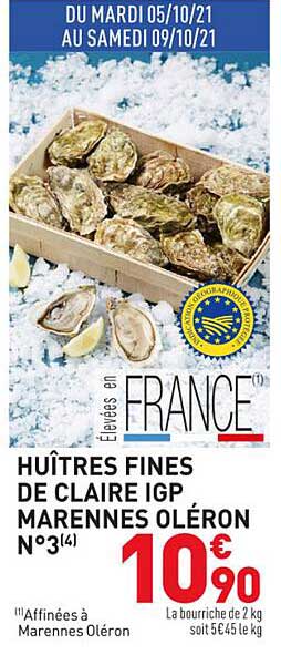 huîtres fines de claire igp marennes oléron n°3