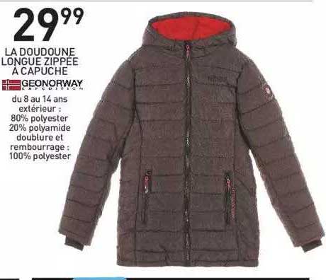 la doudoune longue zippée à capuche geonorway