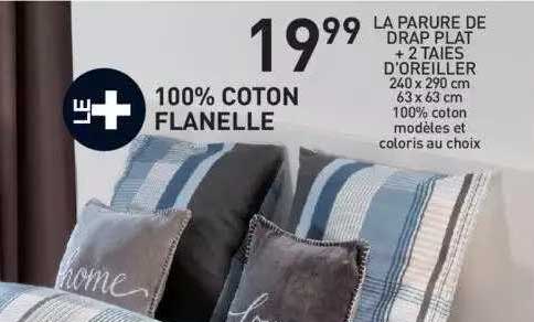 la parure de drap plat + 2 taies d'oreiller