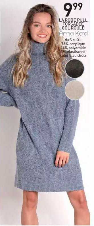la robe pull torsadée col roulé