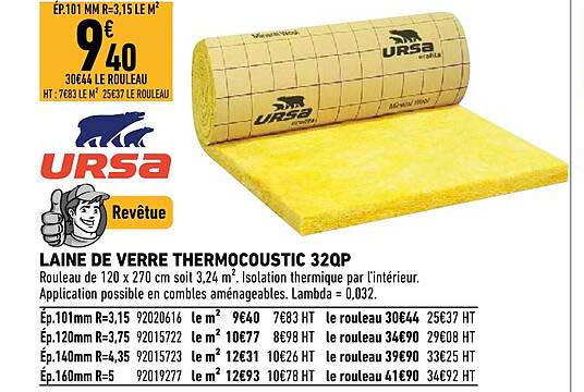 Laine De Verre Thermocoustic 32qp Ursa