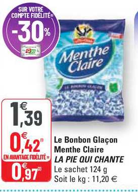 le bonbon glaçon menthe claire la pie qui chante