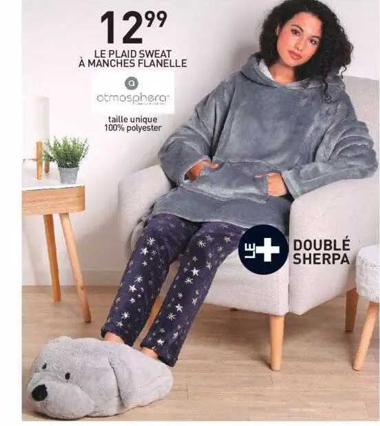 le plaid sweat à manches flanelle atmosphera