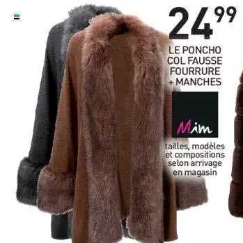le poncho col fausse fourrure + manches mim