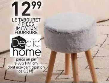 le tabouret 4 pieds imitation fourrure declic' home