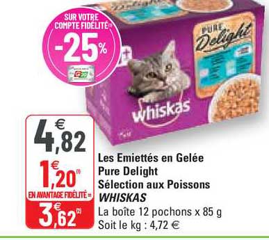 les émiettés en gelée pure delight sélection aux poissons whiskas