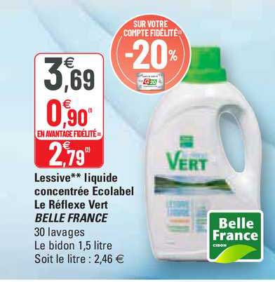 lessive liquide concentrée ecolabel le réflexe vert belle france