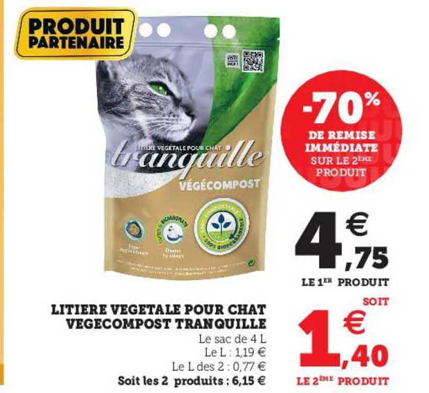Litière Végétale Pour Chat Végécompost Tranquille