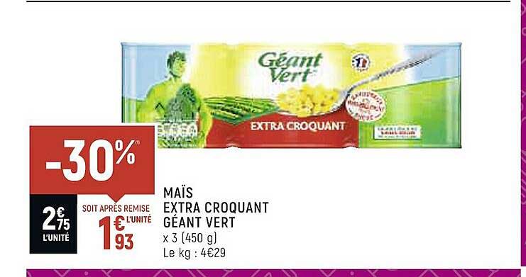 Maïs Extra Croquant Géant Vert