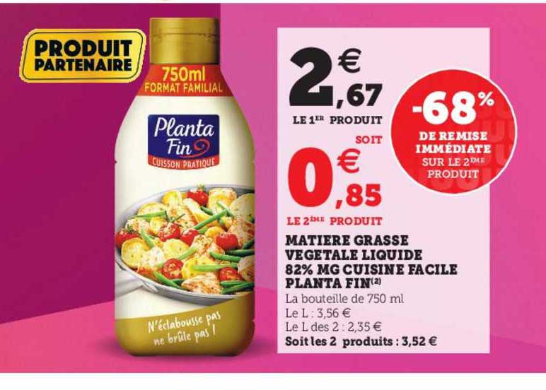 matière grasse végétale liquide 82% mg cuisine facile planta fin