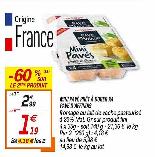 mini pavé prêt à dorer x4 pavé d'affinois