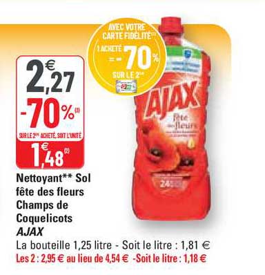 nettoyant sol fête des fleurs champs de coquelicots ajax