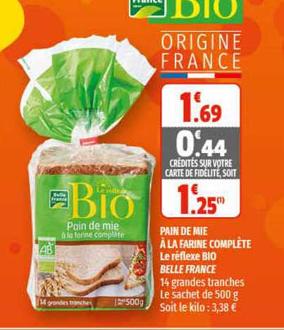 pain de mie à la farine complète le réflexe bio belle france