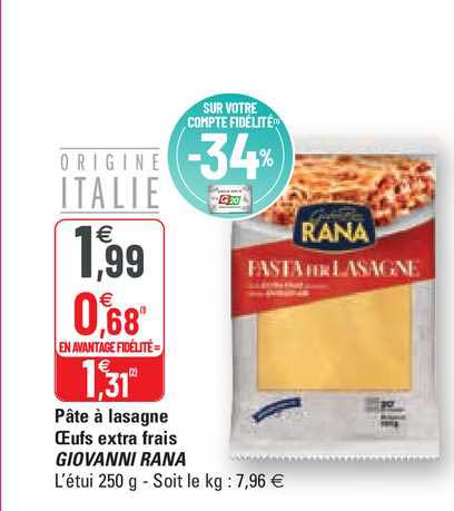 pâte à lasagne oeufs extra frais giovanni rana