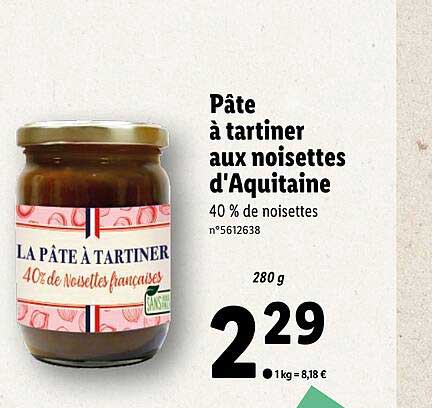 pâte à tartiner aux noisettes d'aquitaine