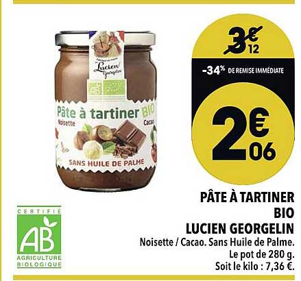 Pâte à Tartiner Bio Lucien Georgelin