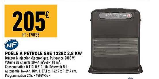 poêle à pétrole sre 1328c 2,8 kw