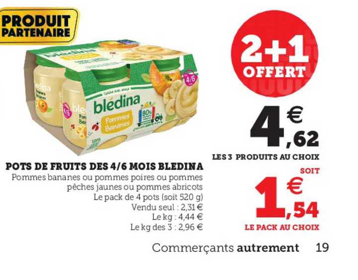 pots de fruits dès 4-6 mois blédina