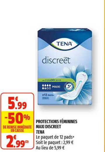 protections féminines maxi discreet tena