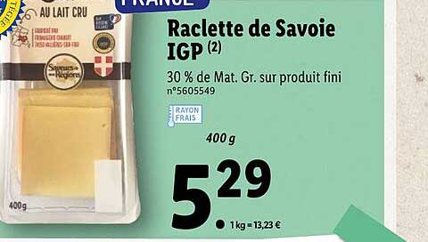 Raclette De Savoie Igp