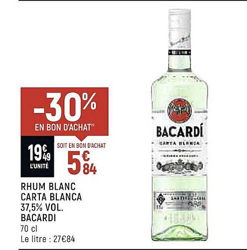 rhum blanc carta blanca 37,5% vol. bacardi