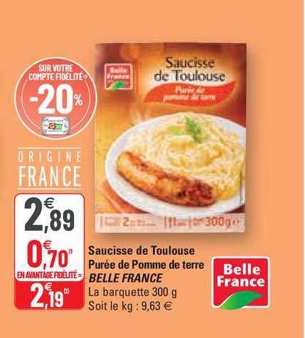 Saucisse De Toulouse Purée De Pomme De Terre Belle France