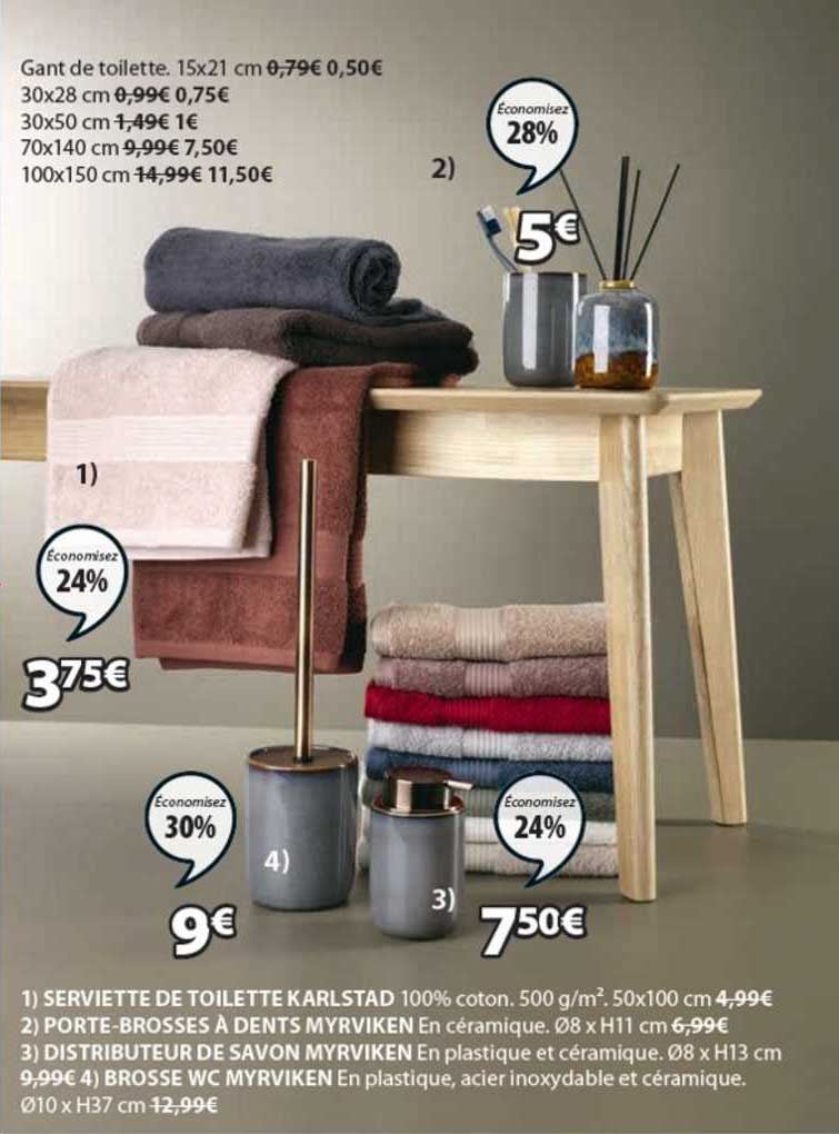 serviette de toilette karlstad, porte-brosses à dents myrviken, distributeur de savon myrviken, brosse wc myrviken